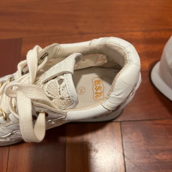 Ash wedge sneakers in white lace/leather - Picture 3 of 4